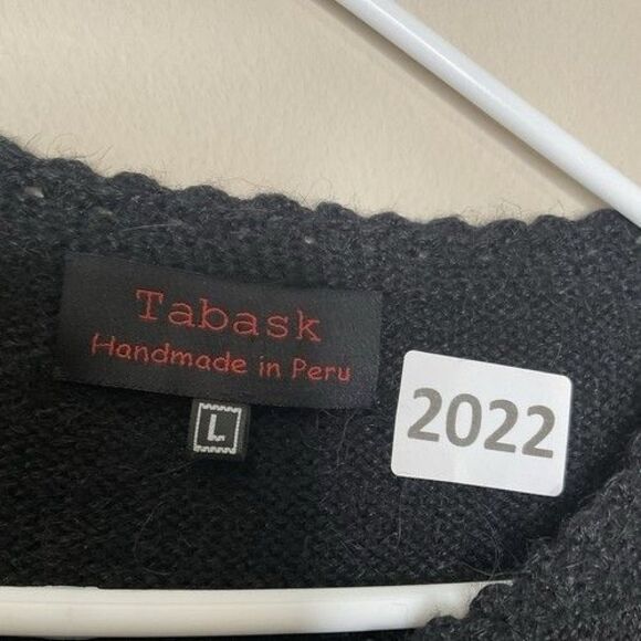 NWI Handmade Tabask Alpaca Blend Button Front Cardigan Women Large Black/Red - Picture 2 of 9